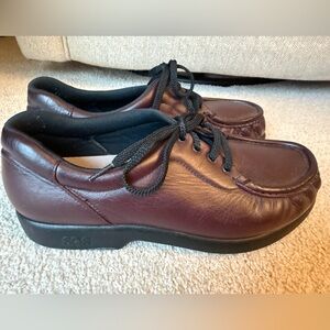 SAS Take Time Shoes Womens 8.5 Wide Antique Wine Leather Lace Up Comfort Loafers